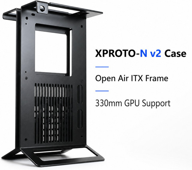 XTIA XPROTO-N V2 Open Air Mini ITX Gehäuse aus Aluminium in Schwarz für SFF-Gaming-PCs mit Unterstützung für SFX und SFX-L Netzteile - Bild 1