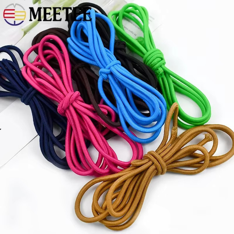 Meetee Elastisches Rundum-Gummiband in Pink und Multicolour, 4,5-5mm Durchmesser, DIY Nähzubehör als Stretch-Seil für Hosengürtel und Kopfbedeckungen - Bild 2