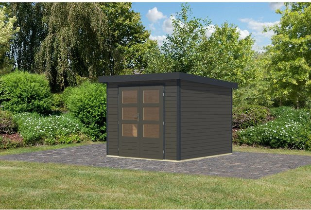 Karibu Gartenhaus Diego 3,5 B in Terragrau/Anthrazit aus Holz, B/T/H: 209 x 238 x 242 cm - Bild 1