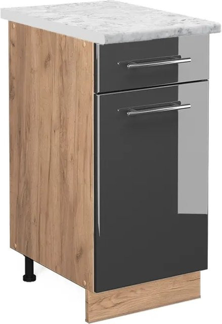 Vicco Küchenunterschrank Fame-Line in Anthrazit Hochglanz und Goldkraft Eiche mit Soft-Close-Türen, B/T/H: 40 x 60 x 82 cm - Bild 1