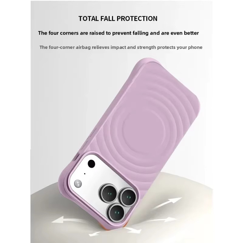 Original Silikon-Hülle mit gewelltem Muster für Apple iPhone 17 Pro Max, 15, 14, 13 mit magnetischer Aufladung und rutschfestem Design in Grau oder Pink - Bild 2