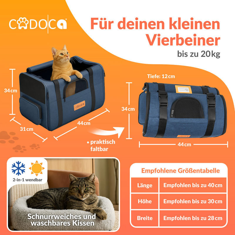 Katzentransportbox CADOCA in Blau für bis zu 20 kg, B/T/H: 44 x 34 x 31 cm - Bild 3