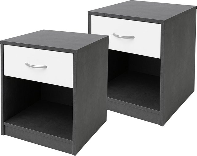 HTI-Living Nachtschrank Nina 2er Set in Weiß Beton-Optik - Bild 1