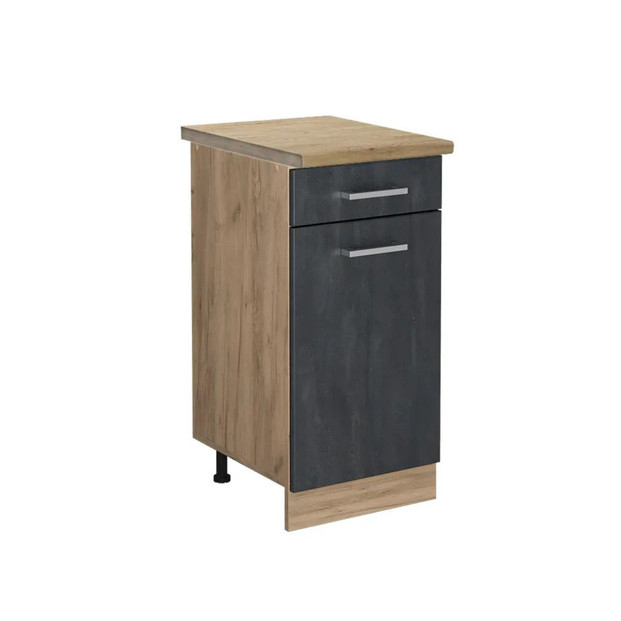 Vicco Küchenunterschrank R-Line Schubladenschrank in Schwarz Beton und Eiche mit Arbeitsplatte Breite: 40 cm - Bild 3