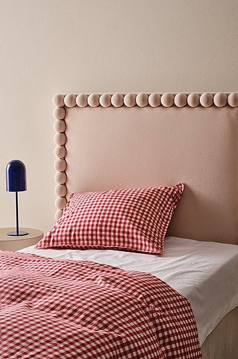 ZOE Kopfteil von Zoeppritz in Pink und Beige, gepolstertes Wandpaneel aus Samt und Stoff mit Holzrahmen, Breite: 90 cm - Bild 1