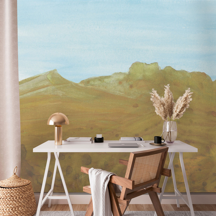 Tenue de Ville Mural Colorado Wandbild in Ocker mit Naturmotiv und abstraktem Design aus Vlies, Breite: 300 cm, Höhe: 300 cm - Bild 1