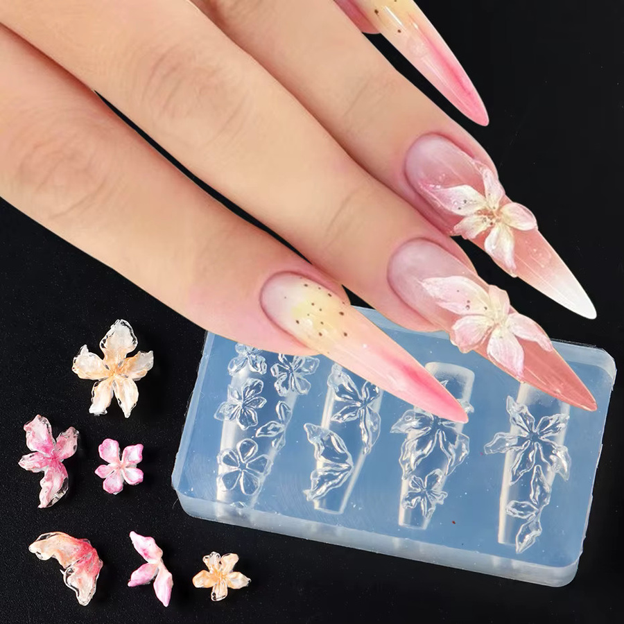 Full Beauty 3D Lilien-Silikonform für Nagelkunst, Lilien- und Kirschblüten-Designs - Bild 2