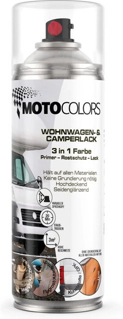 MotoColors 3 in 1 Sprühfarbe für Wohnwagen und Camper, RAL 9007 Graualu, Seidenglanz, 400 ml - Bild 1
