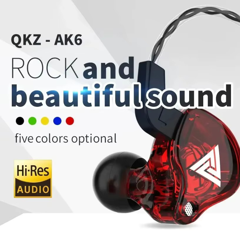 QKZ AK6 In-Ear Kopfhörer mit Mikrofon, Stereo Sport-Headset mit 3,5 mm Klinkenanschluss, Farbe: Rot - Bild 3