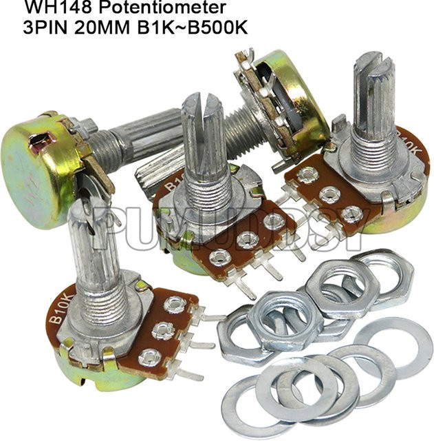 PUMUDDSY 5er Set Dual Stereo Potentiometer WH148 mit 20mm Welle in Silber - Bild 1