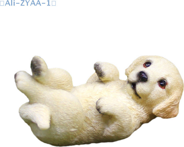 ZYAA-1 Realistische Golden Retriever Welpe Miniaturfigur aus Harz in Beige für Haus- und Gartendekoration - Bild 1