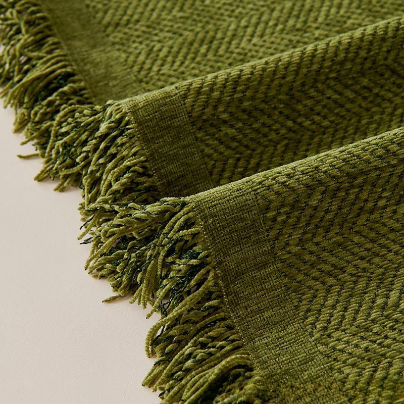 BC-Warm Home Universal Sofa-Bezug aus Chenille im Fischgräten-Design, Grün, B/H: 180 x 230 cm - Bild 3