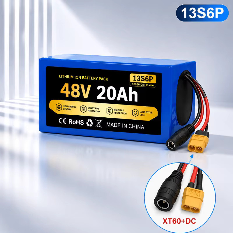 48V 20Ah Lithium-Ionen-Akkupack mit 18650 Zellen und Smart BMS für E-Bike und Elektroroller, Blau, XT60 Anschluss - Bild 9