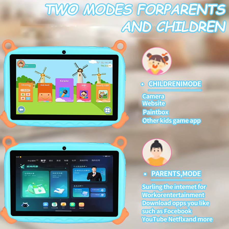 Kinder-Tablet mit 7 Zoll Display, 5G, 4GB RAM, 64GB ROM, Android 13.0 und 4000mAh Akku in Purple - Bild 3