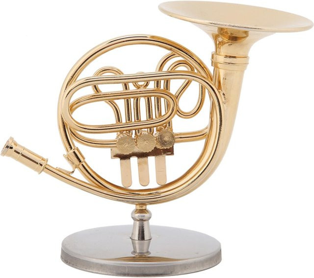 GoolRC Miniatur Goldenes Waldhorn Replika mit Ständer aus Metall in Gold - Bild 1