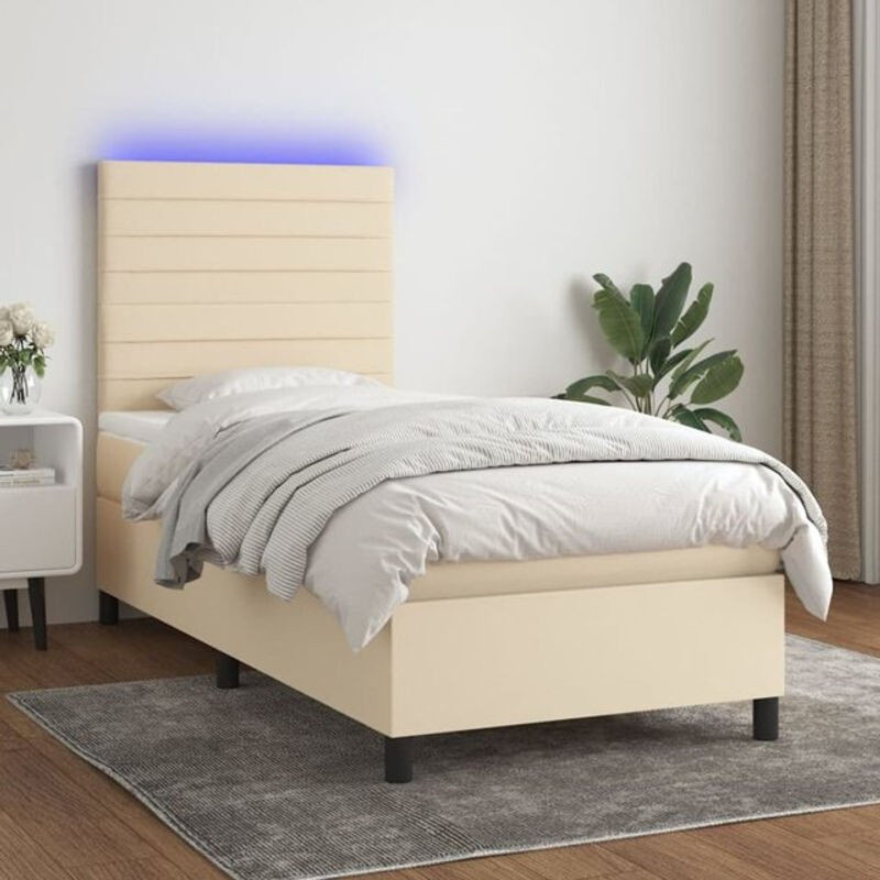 vidaxl Boxspringbett mit Matratze in Beige aus Stoff, B/T/H: 90 x 190 x 118 cm - Bild 1