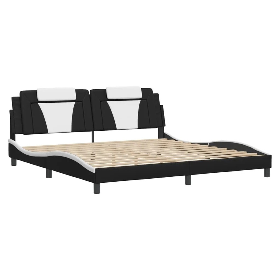 vidaXL Bettgestell Viana mit LED-Beleuchtung und USB-Anschluss in Schwarz und Weiß aus Kunstleder, B/T: 200 x 200 cm - Bild 2