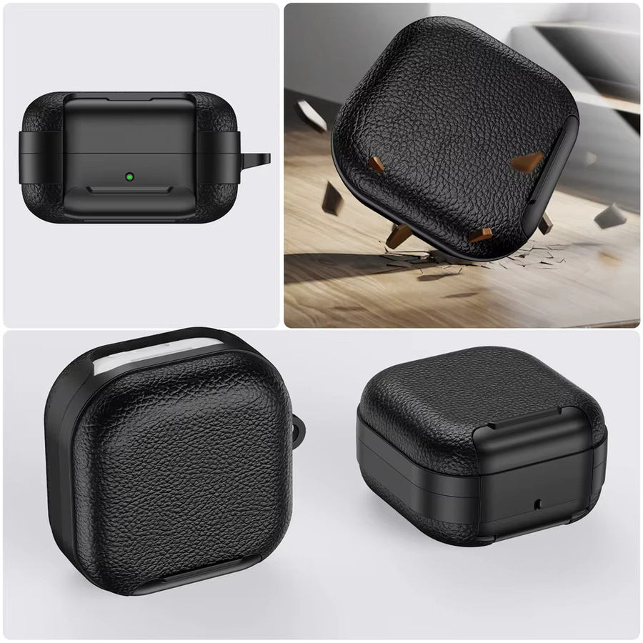 Business Leder Etui mit Handyhalterung für Samsung Galaxy Buds 4/4 Pro stoßfestes Vollcover in Schwarz oder Pink - Bild 2