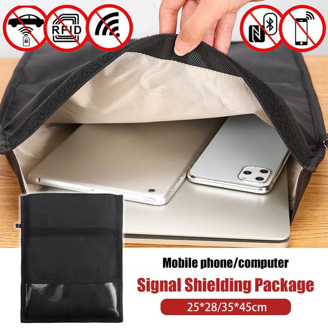 Faraday Tasche zur Signal- und RFID-Abschirmung für Notebook, Handy und Autoschlüssel in Schwarz - Bild 1