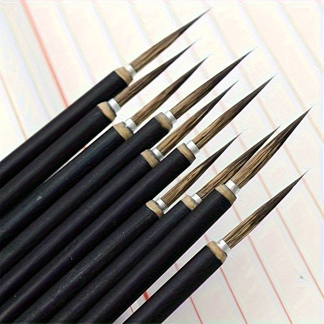 2 Sets Malpinsel mit Kupferkopf und Haken in Gold und Schwarz für feine Zeichnungen von Blumen und Vögeln, 6 Stück - Bild 1