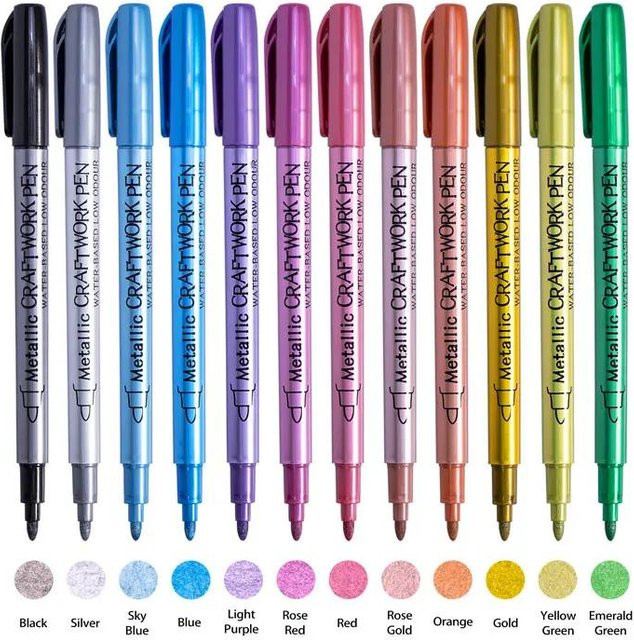 Happypilot Metallic Marker Set mit 12 Farben, permanente Lackstifte in Silber, Gold und Grau für Glas, Felsmalerei und Scrapbook - Bild 1