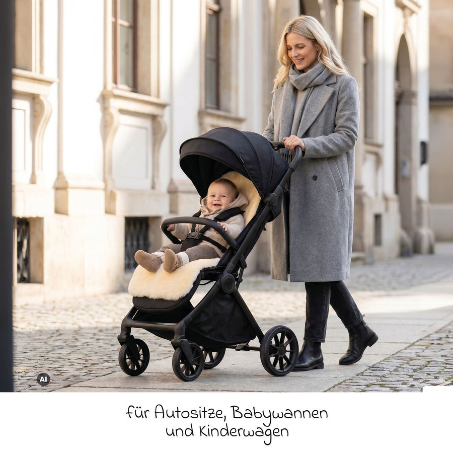 Fillikid Lammfelleinlage für Babyschalen und Kinderwagen in Natur, B: 33,5 cm, L: 73 cm - Bild 2