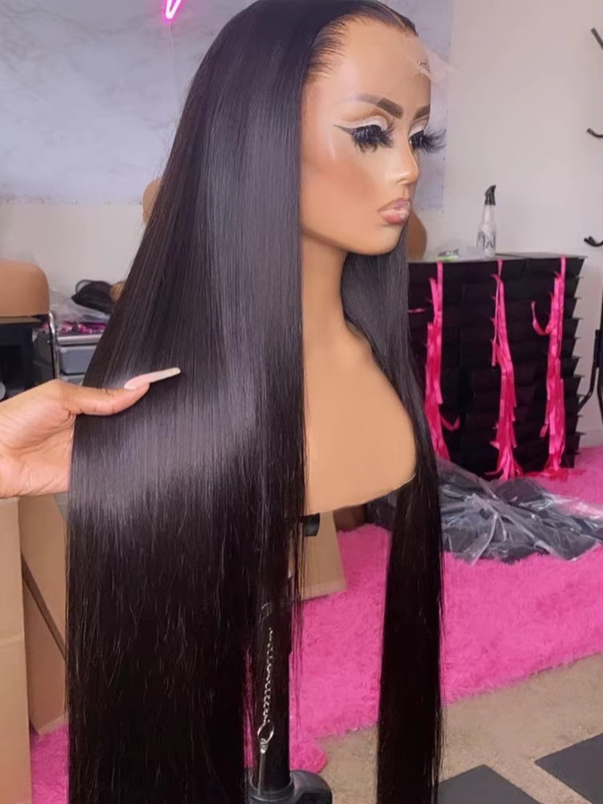 MYLOCKME Perücke, menschliches Haar, Spitze Frontal, gerade, 180% - Bild 7
