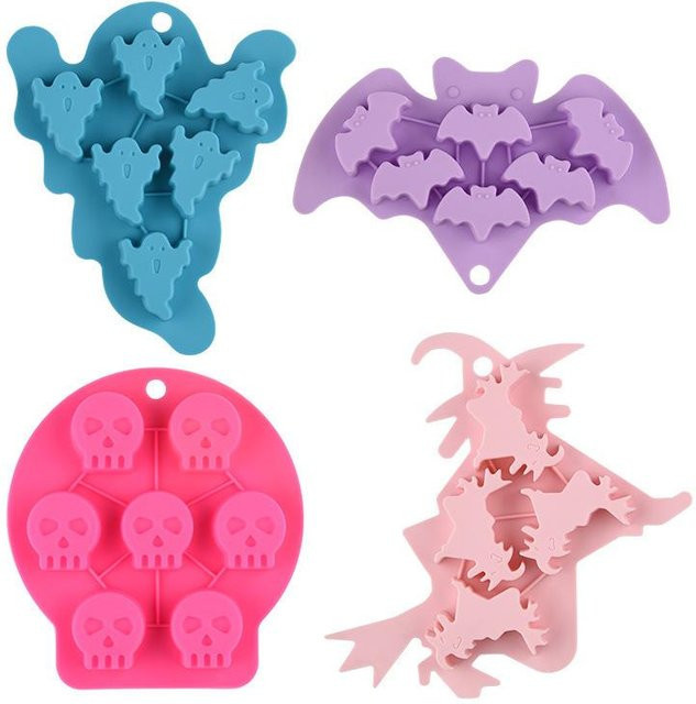 WTEMPO Halloween Silikonformen für Süßigkeiten und Schokolade, 4 Stück, Blau - Bild 1