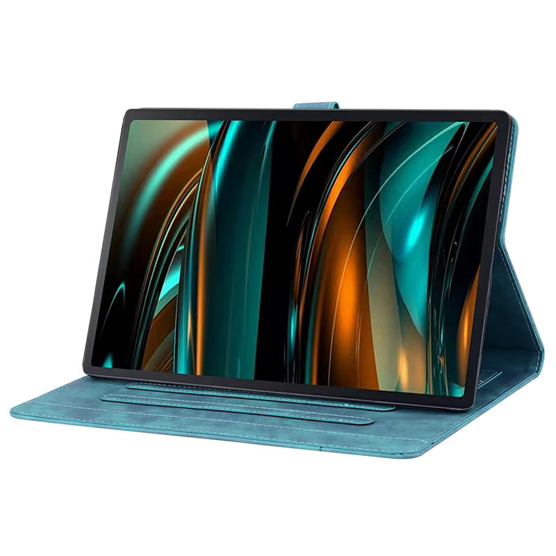 Lenovo Tab M11 Etui aus geprägtem PU Leder mit Brieftaschenfunktion und Standfunktion in Rot und Türkis - Bild 4