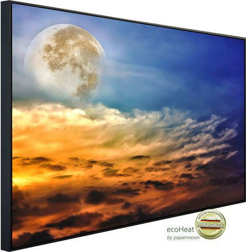 papermoon Infrarotheizung EcoHeat Vollmond und Wolken mit Matt-Effekt in Bunt, App-Steuerung und Überhitzungsschutz - Bild 1