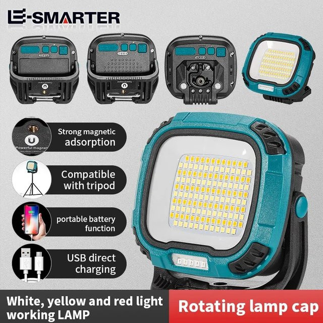 ESMARTER Tragbare LED-Scheinwerfer Laterne mit Magnet und Akku, Schwarz, Warmweißes Licht für Camping, Angeln und Notfälle - Bild 1