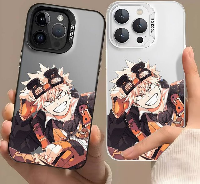 Handyhülle mit Katsuki Bakugo Anime Charakter Design für iPhone 11 bis iPhone 17 Pro Max Plus in Bunt und Silber - Bild 1
