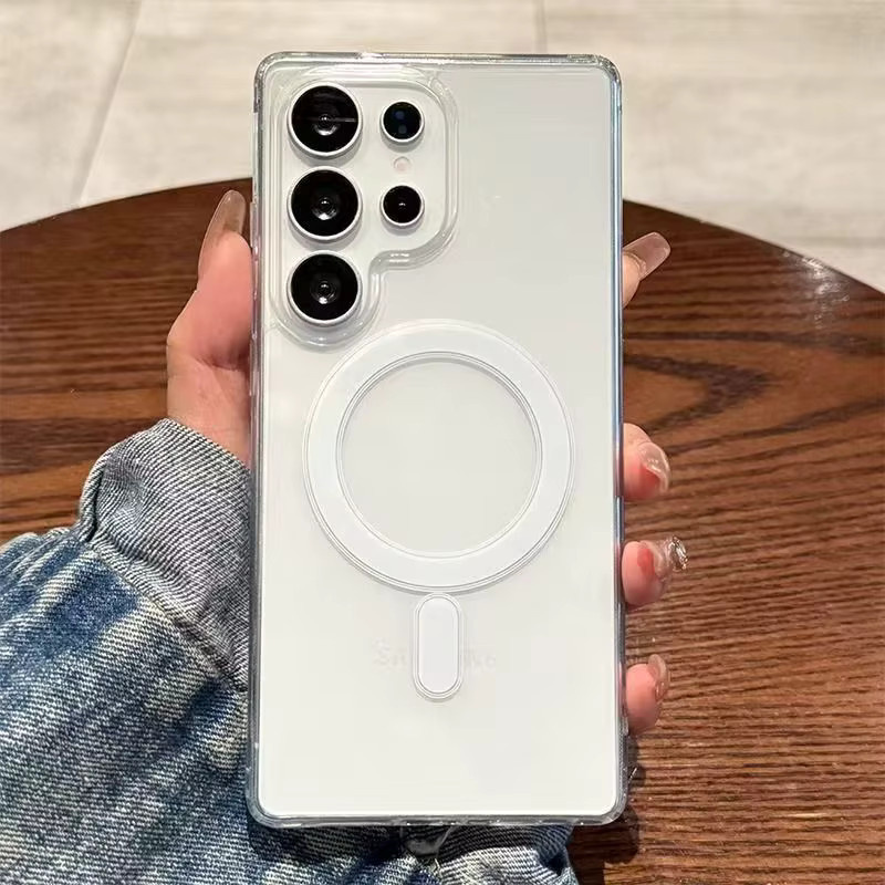 Transparente MagSafe Handyhülle für Samsung Galaxy S26 Ultra S25 S24 S23 S22 Plus FE aus klarem Acryl mit magnetischem Laden - Bild 2