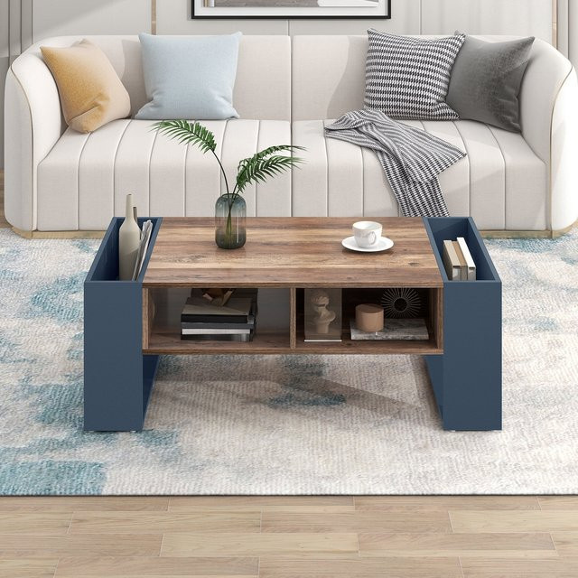 Svintora Moderner Couchtisch mit Schublade und Seitenfächern in Holzoptik für dein Wohnzimmer - Bild 1