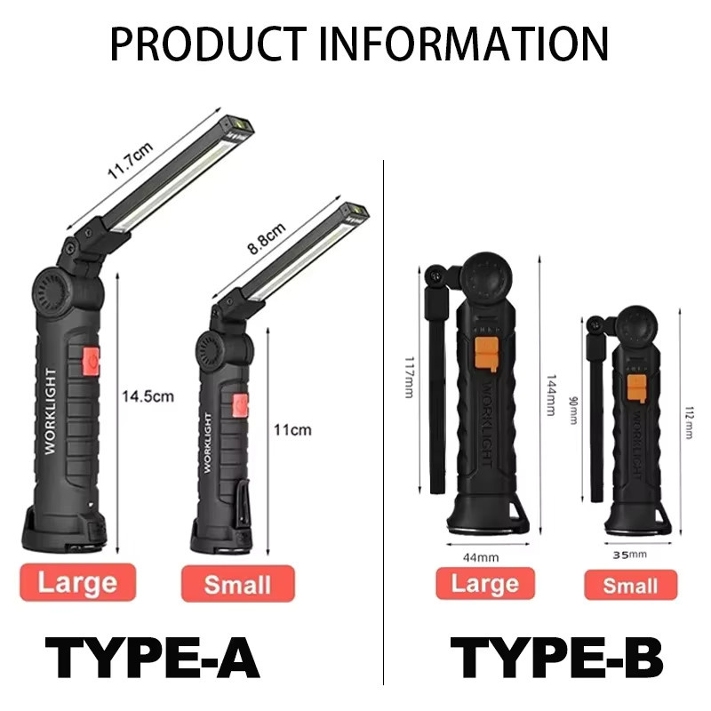 XIWANGFIRE COB-LED-Handarbeitsleuchte in Schwarz, dimmbare USB-wiederaufladbare Inspektionslampe mit Magnet und Haken - Bild 6