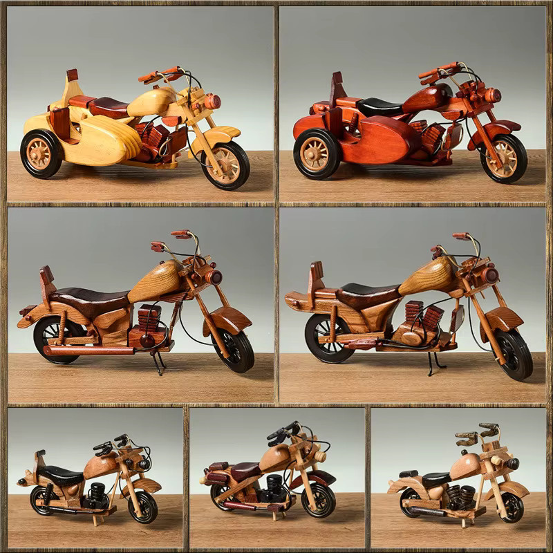 Retro Holz Motorrad Ornament PDQ Vintage Modell als dekorative Tischdekoration - Bild 2