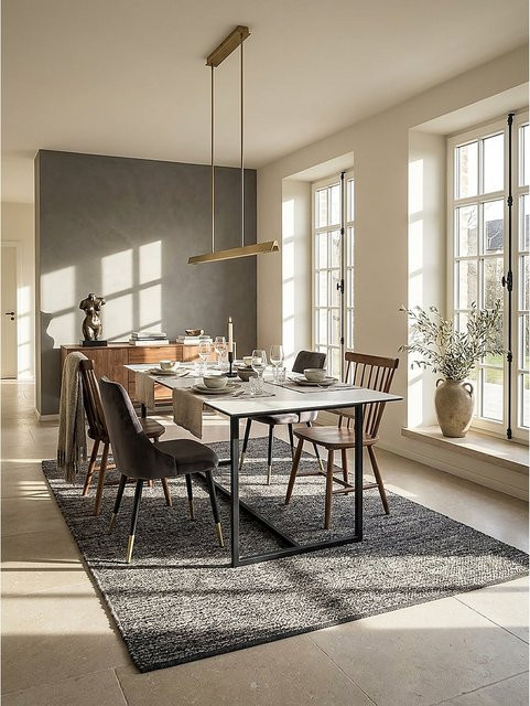 KADIMA DESIGN Esstisch in Marmoroptik aus Keramik, Glas und Metall, Rechteckig, Weiß, B: 180 cm, T: 90 cm, H: 76 cm - Bild 1