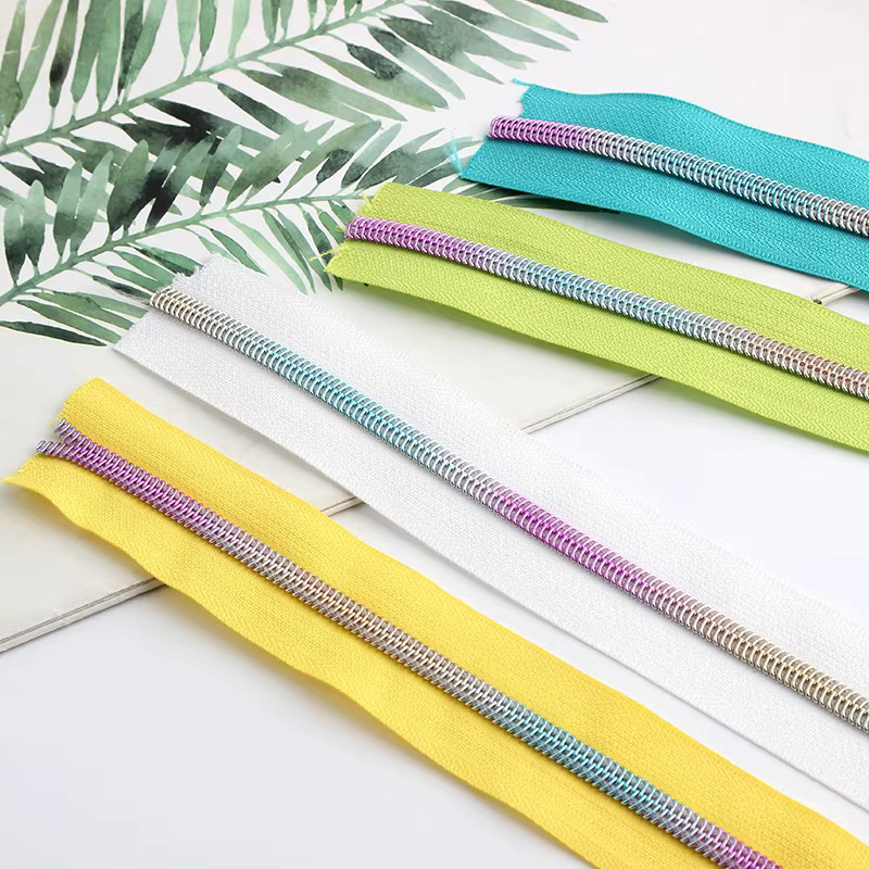 7 Farben Kunststoff-Nylon-Reißverschlussband mit dekorativen Abziehern für DIY Nähen und Basteln, 2 Yards, Mehrfarbig - Bild 3