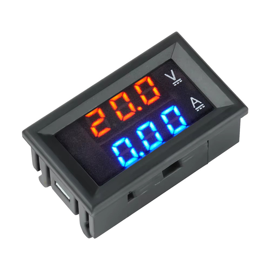 H28UI DC Dual-Display LED-Anzeige Spannungs- und Strommesser mit roter und blauer LED, 0,28 Zoll, DC 4–28 V, 0–100 V, 10/50/100 A, Schwarz - Bild 2