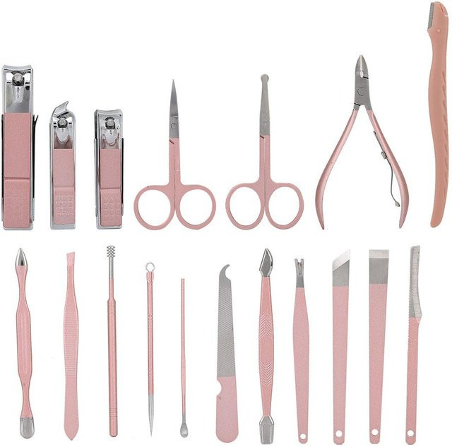 Koogeelife Nagelknipser-Set, 18-teilig, Edelstahl, Roségold, Unisex - Bild 1