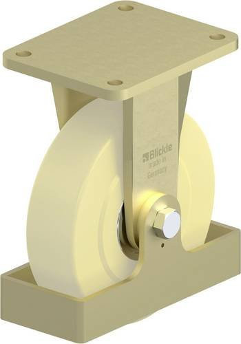 Blickle Schwerlast-Bockrolle BS-GSPO 200K-35-FS mit Rad-Durchmesser 200 mm und einer Tragfähigkeit von 3000 kg in Beige und Gelb - Bild 1