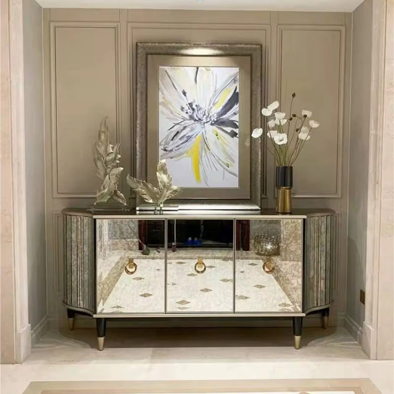 DUTRIEUX Nordic Silver TV-Schrank modern mit Glas, Breite: 200 cm, Höhe: 68 cm, Tiefe: 45 cm - Bild 3