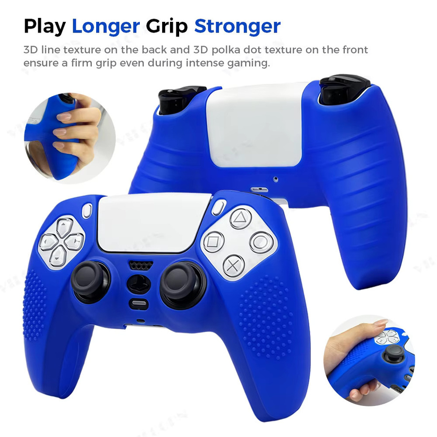 VILCORN Silikonhülle für PS5-Controller in Schwarz mit rutschfester Daumenstick-Griffabdeckung - Bild 3