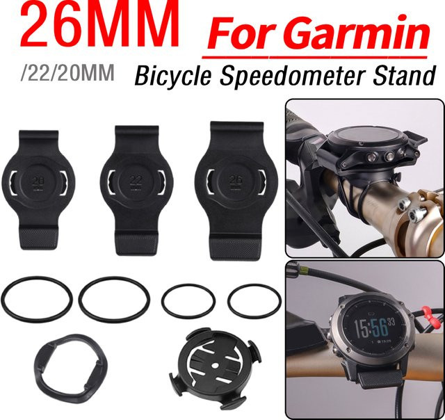 QuickFit Fahrrad-Stoppuhrhalterung für Garmin, abnehmbarer Tachometerständer in Schwarz, passend für 20/22/26mm - Bild 1