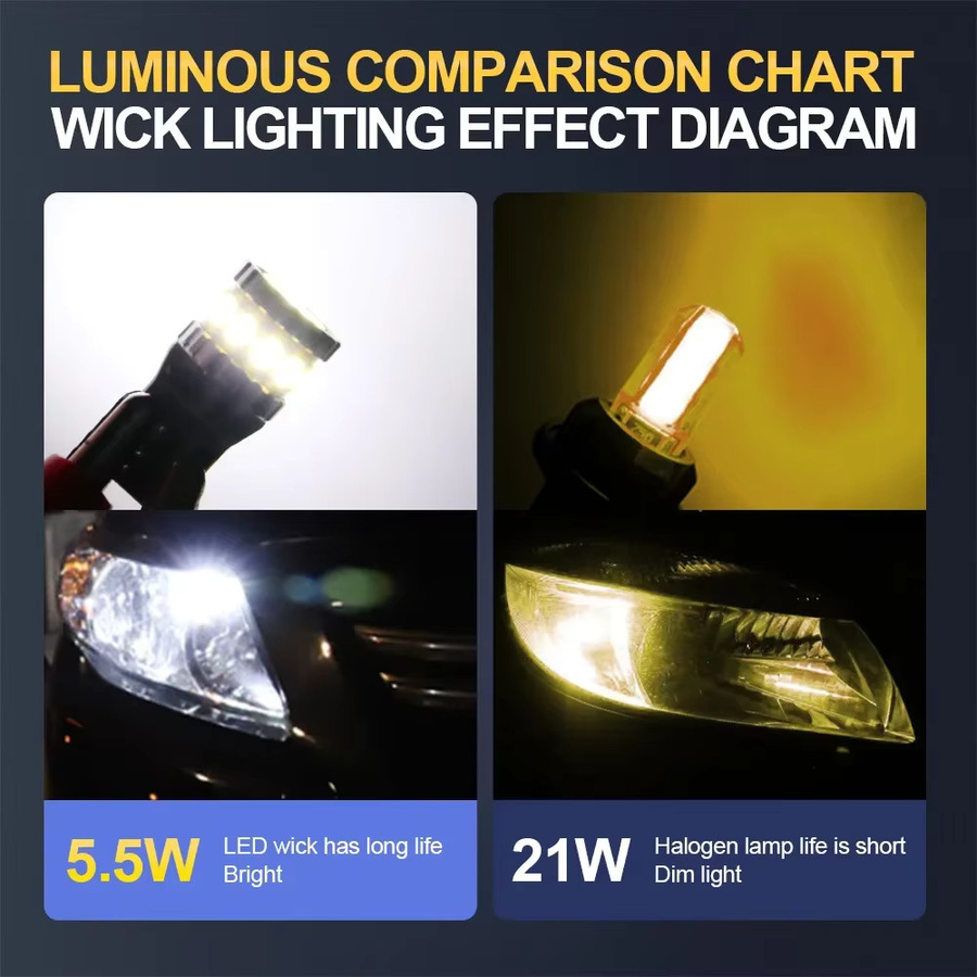 Roadsun T10 W5W 168 194 Canbus-LED-Lampen in Silber, 3400 Lumen, 6000 K Cool White, blinkende Kennzeichenbeleuchtung und Parklampe - Bild 2