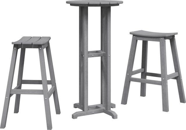 vidaXL 3-teiliges Garten Bar Set Hellgrau aus wetterfestem Kunststoff für Balkon und Terrasse - Bild 1