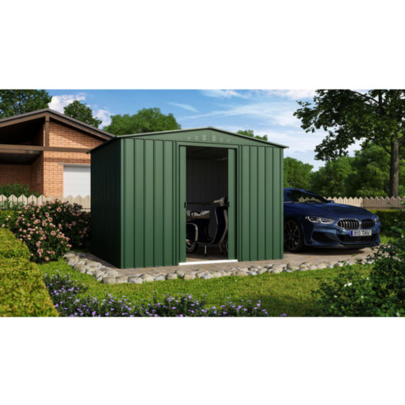 Globel Gerätehaus Tower 108 aus Stahl mit Satteldach in Jade, B/T: 296 x 225 x 237 cm - Bild 3