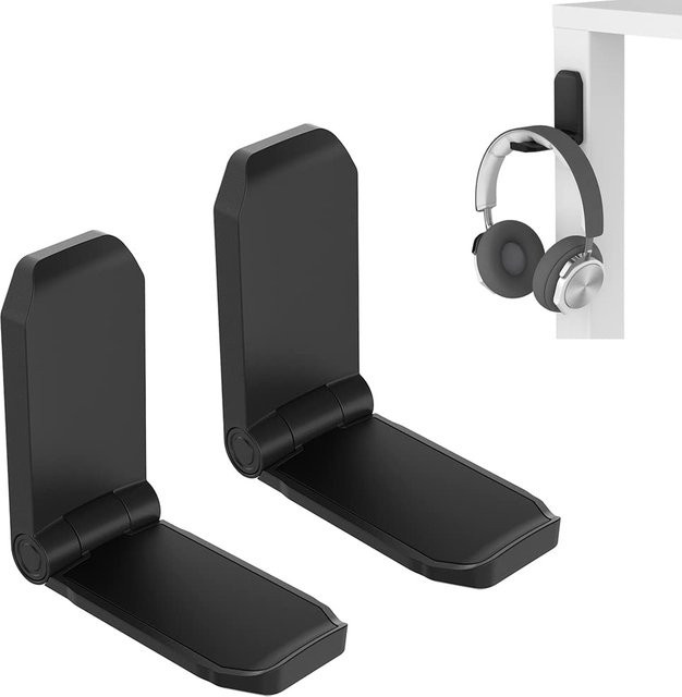 KIWIFOTOS 2er Pack Kopfhörerhalterung für Gaming Headsets, faltbarer Wandhalter und Schreibtisch-Haken in Schwarz - Bild 1