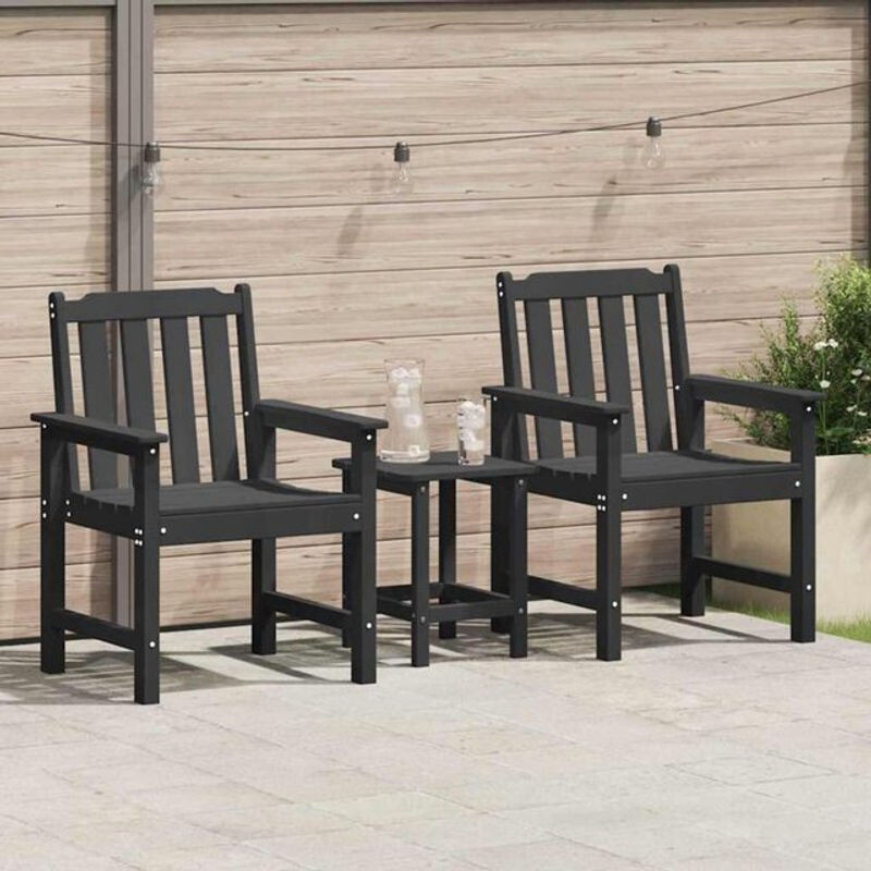 Vidaxl Garten-Essstühle Set aus 2 Stück in Schwarz aus Kunststoff, modern, B/T/H: 65,5 x 59 x 88 cm - Bild 1
