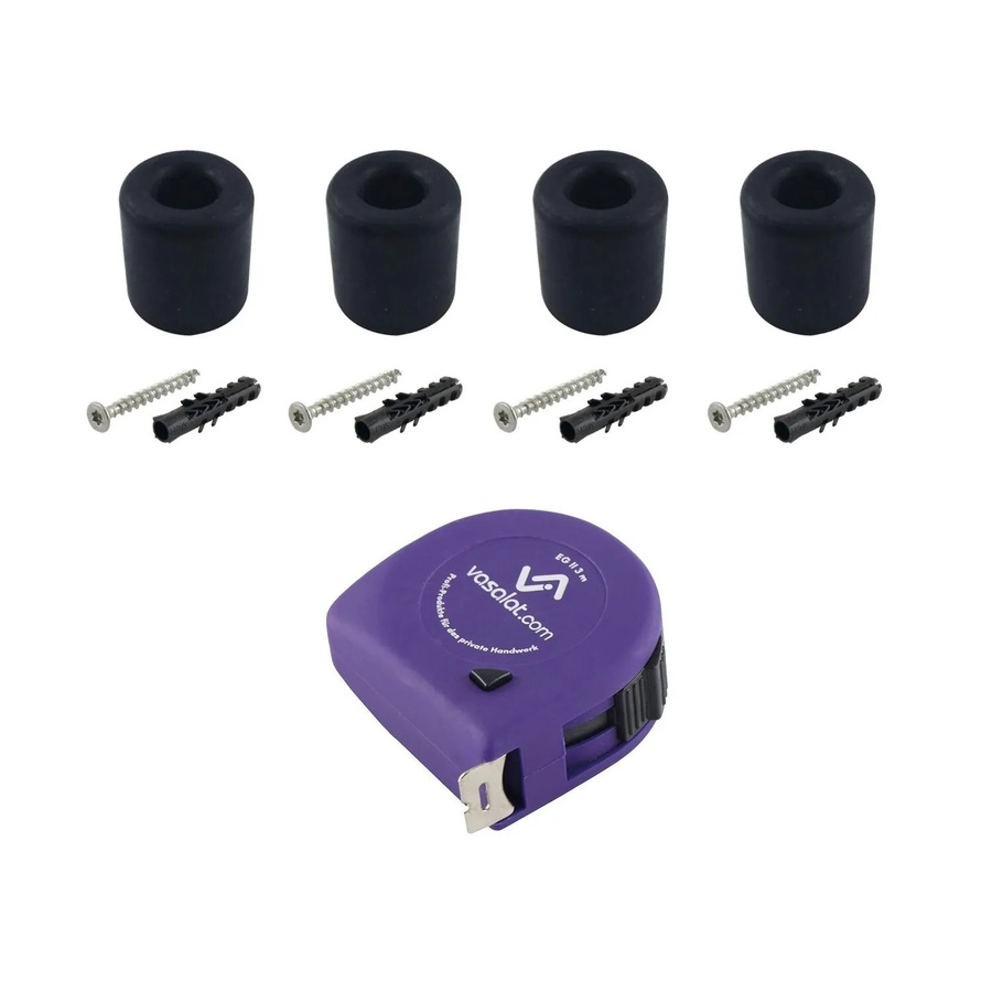 vasalat Set Gummistopper für Boden und Wand zum Schrauben, Farbe Schwarz, Durchmesser: 3,2 cm, Höhe: 3,2 cm - Bild 2
